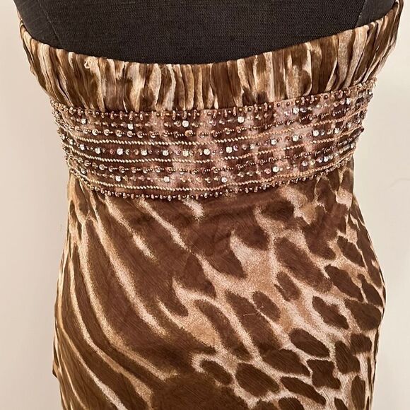 Scala Women's Leopard Animal Print Elegant Open back Maxi Dress Size 8 NWT - Picture 13 of 14